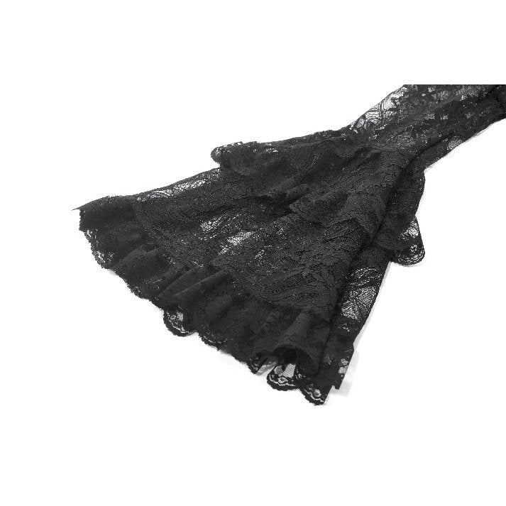 Dark in Love Anastasia Gothic Velvet & Lace Embroidered Dress bell cuff details