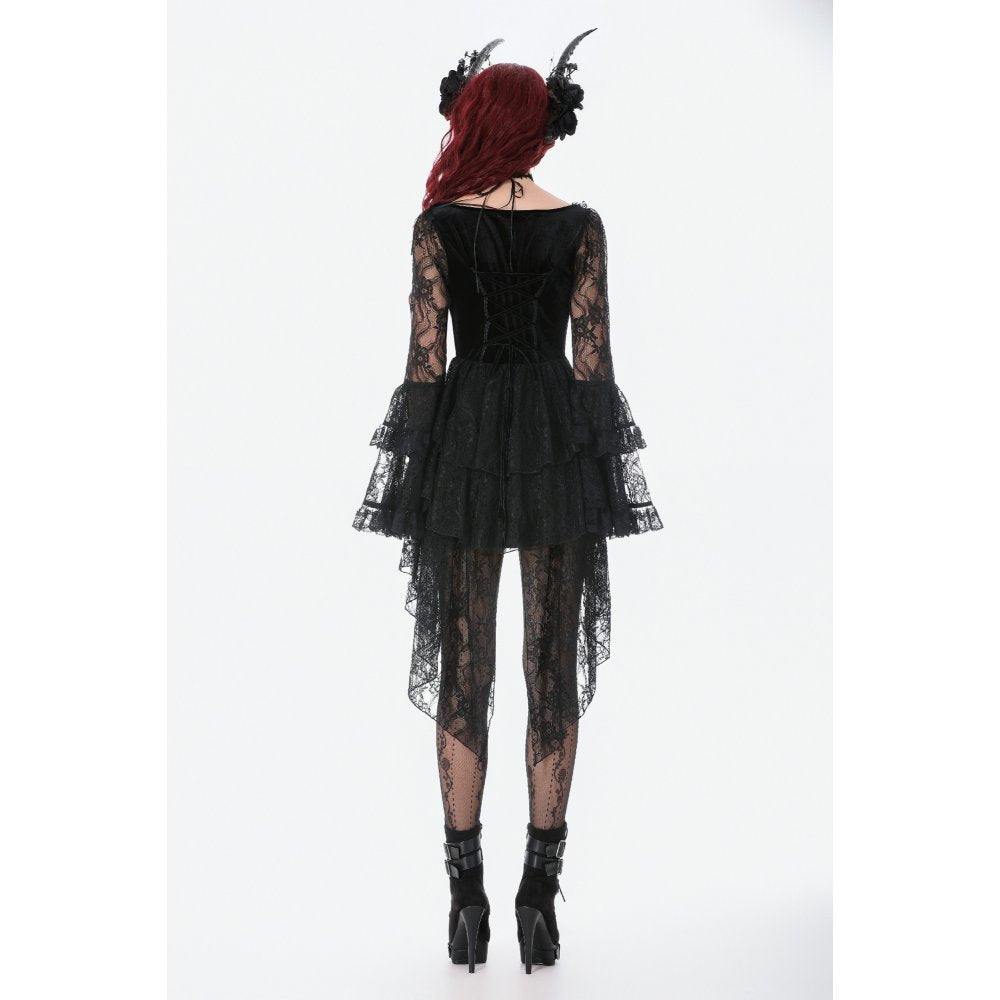 Dark in Love Anastasia Gothic Velvet & Lace Embroidered Dress back view