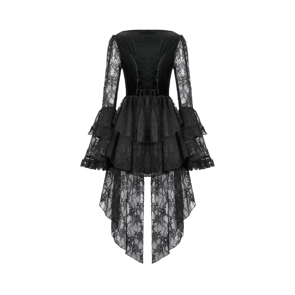 Dark in Love Anastasia Gothic Velvet & Lace Embroidered Dress back view
