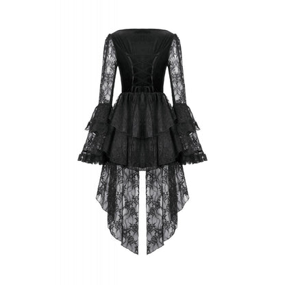Dark in Love Anastasia Gothic Velvet & Lace Embroidered Dress back view