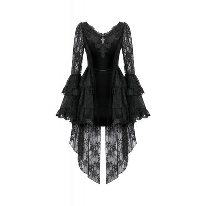 Dark in Love Anastasia Gothic Velvet & Lace Embroidered Dress front view