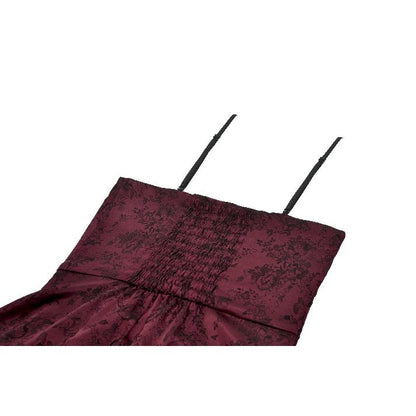 Dark in Love Belladonna Burgundy Brocade and Lace Prom Dress closeup of the smocking at the back