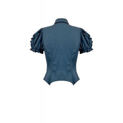 Dark in Love Dark Academia Striped Puff-Sleeve Blouse back view
