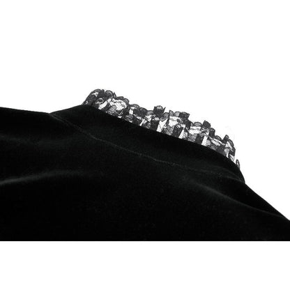 Statement Black Gothic Lace Shrug for Evenings collar closeup
