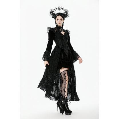 Gothic Velvet and Lace Outfit on a model