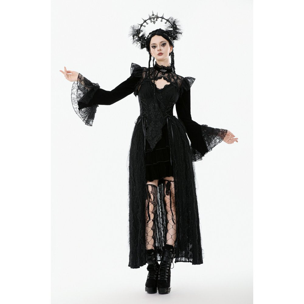 Gothic Lace Ruffle Cuffs Bolero styled on a moel