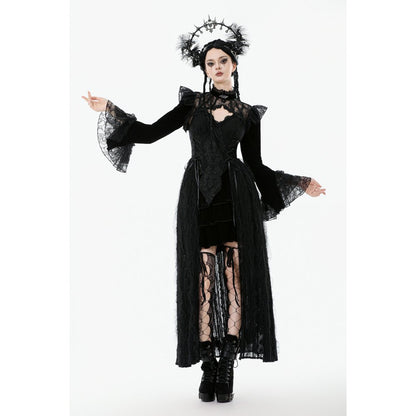 Gothic Lace Ruffle Cuffs Bolero styled on a moel