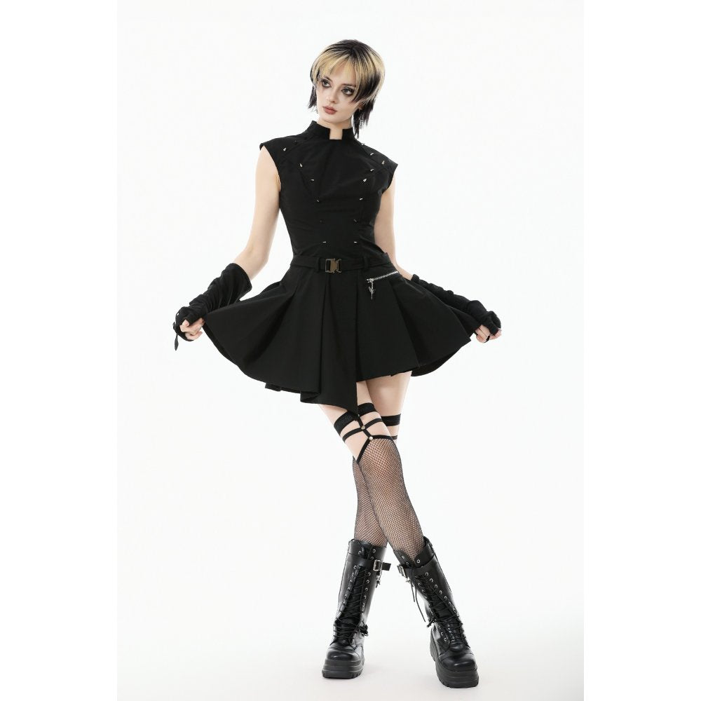 Dark in Love Cassia Buckled Pleated Goth Dress