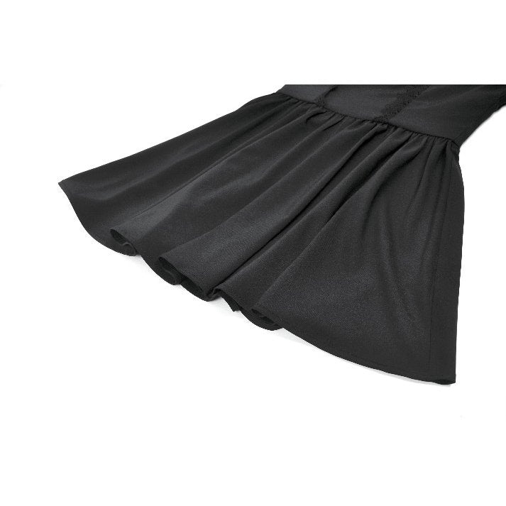 Dark in Love Gothic Lace Square-Neck Puff Sleeve Dress closeup of the skirt