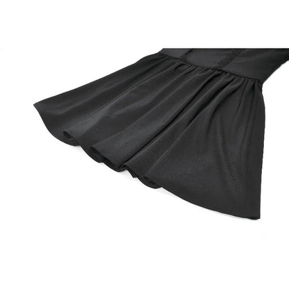 Dark in Love Gothic Lace Square-Neck Puff Sleeve Dress closeup of the skirt