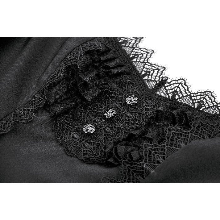 Dark in Love Gothic Lace Square-Neck Puff Sleeve Dress closeup of the buttons