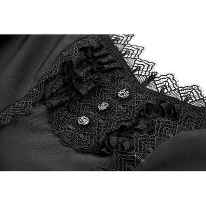 Dark in Love Gothic Lace Square-Neck Puff Sleeve Dress closeup of the buttons