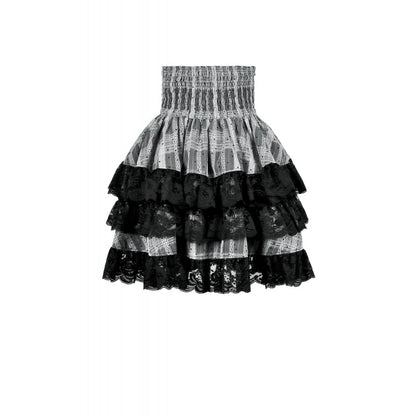 Dark in Love Hexa Layered Tartan Effect Lace Skirt