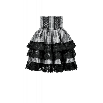 Dark in Love Hexa Layered Tartan Effect Lace Skirt