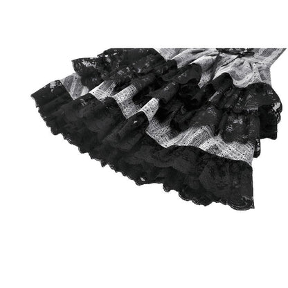 Dark in Love Hexa Layered Tartan Effect Lace Skirt