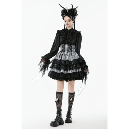 Dark in Love Hexa Layered Tartan Effect Lace Skirt
