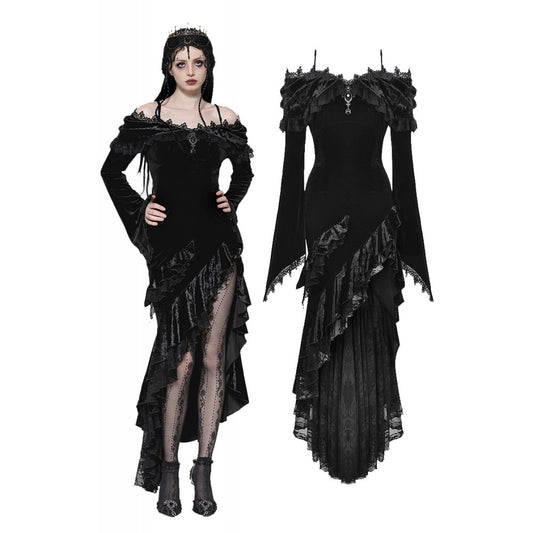 Dark in Love Kaia Velvet Ruffle Off-Shoulder Gothic Mermaid Dress main view