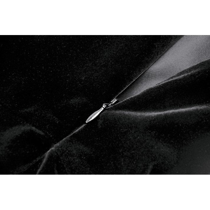 Dark in Love Lux Black Velvet Horn Embroidery Maxi Dress hidden zip close up
