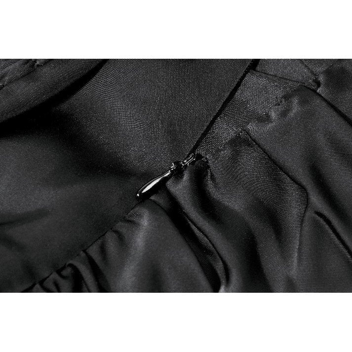Dark in Love Minerva Gothic Satin Lace Dress closeup of the hidden zip