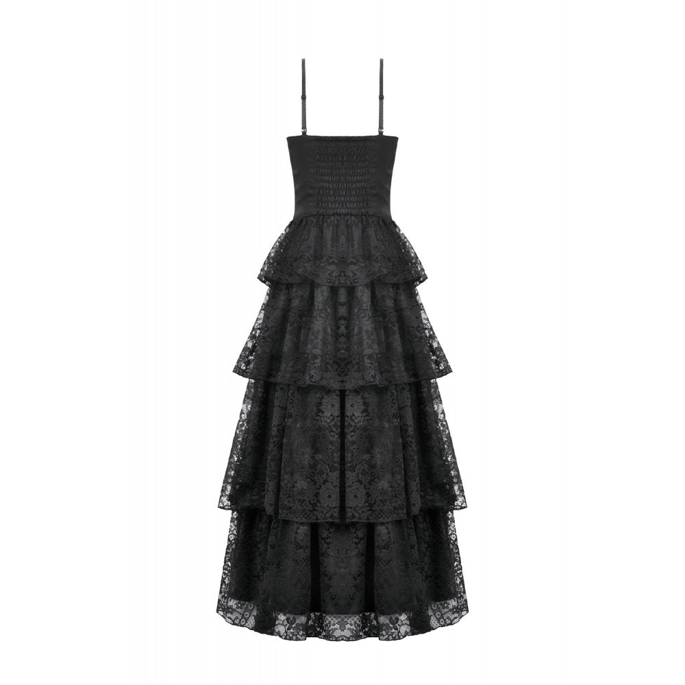 Dark in Love Minerva Gothic Satin Lace Dress back view