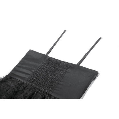 Dark in Love Minerva Gothic Satin Lace Dress adjustable straps closeup