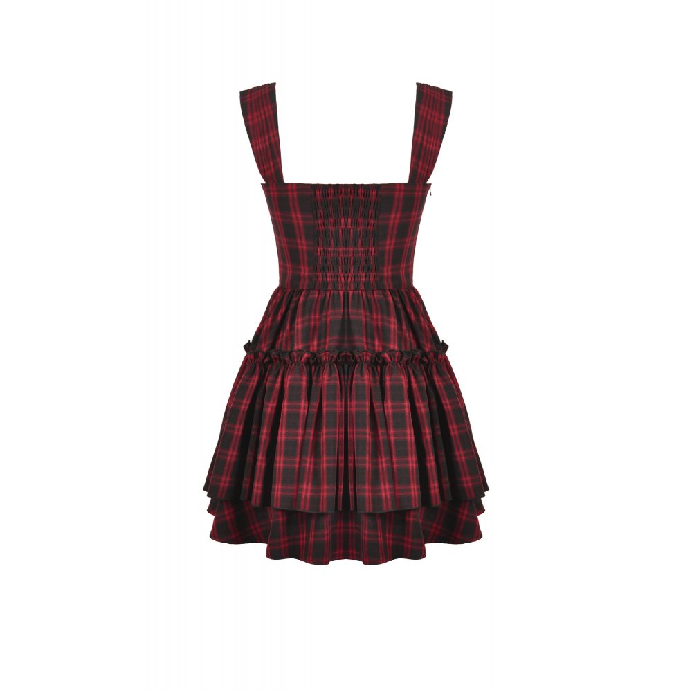 Dark in Love Morrigan Tartan Lace-Up Dress back view