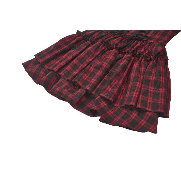 Dark in Love Morrigan Tartan Lace-Up Dress closeup of the skirt