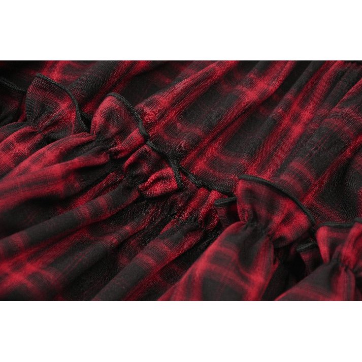 Dark in Love Morrigan Tartan Lace-Up Dress closeup of the fabric