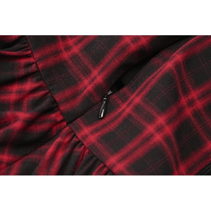 Dark in Love Morrigan Tartan Lace-Up Dress closeup of the hidden zip