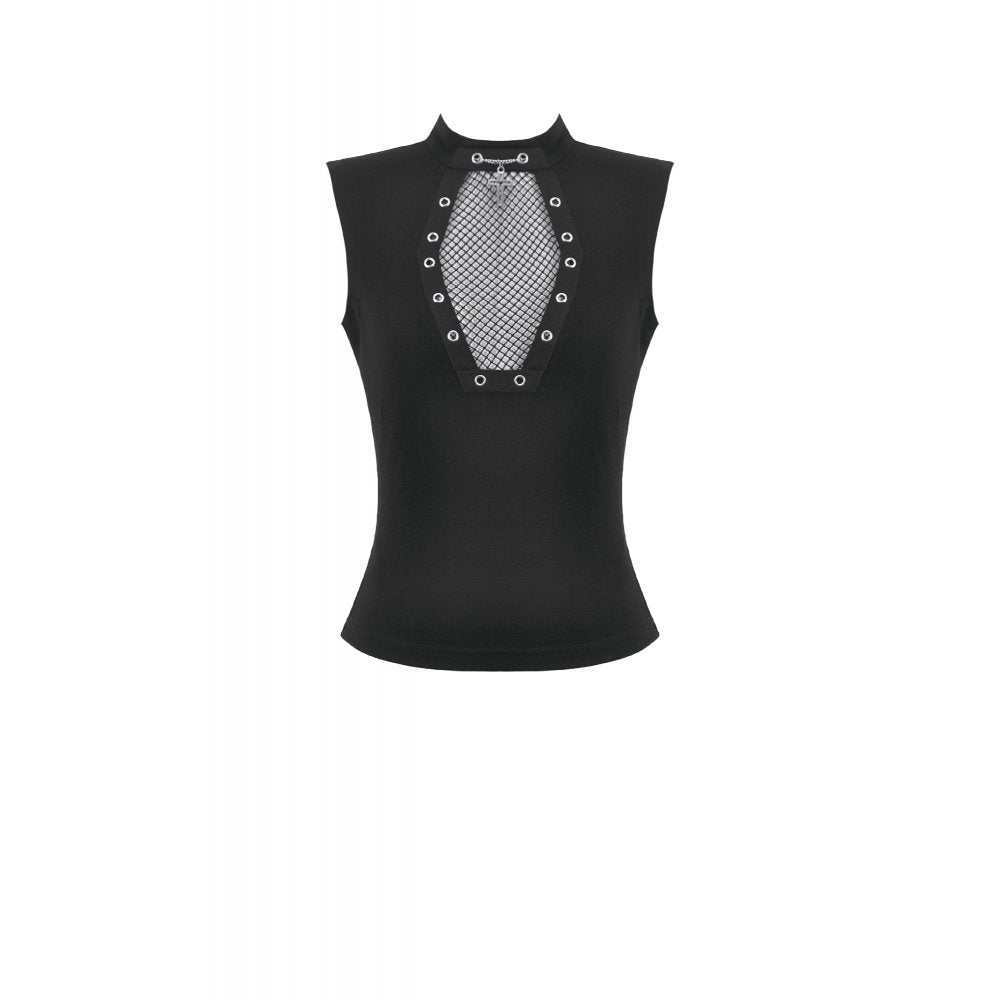 Dark in Love Punk Coffin Mesh Panel Top closeup