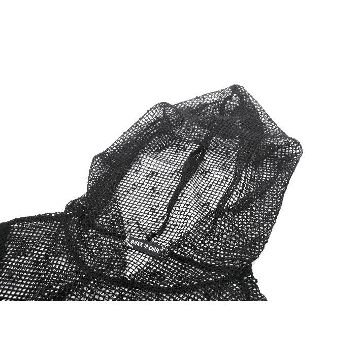 Dark in Love Punk Mesh Hollow-Out Hooded Mesh Top hood closeup