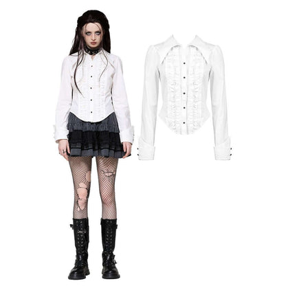 Dark in Love Queeny White Gothic Demon Shirt - Kate's Clothing