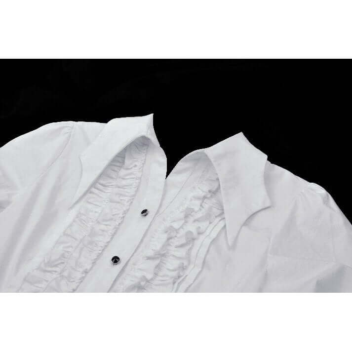 Dark in Love Queeny White Gothic Demon Shirt collar close up