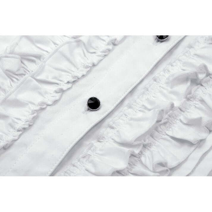 Dark in Love Queeny White Gothic Demon Shirt buttons close up