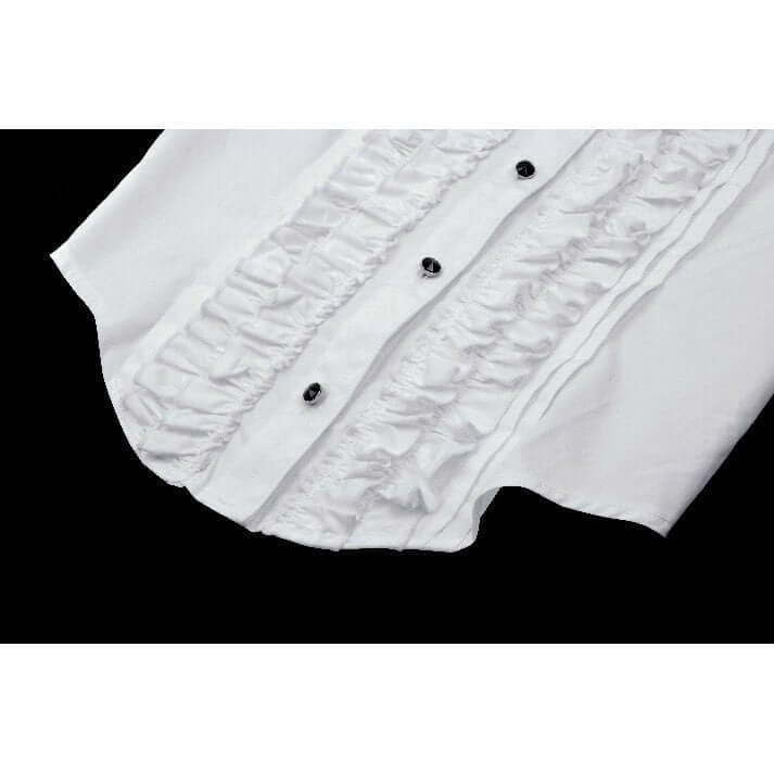 Dark in Love Queeny White Gothic Demon Shirt ruffles close up