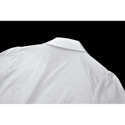 Dark in Love Queeny White Gothic Demon Shirt close up of the back of the collar