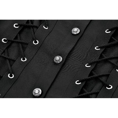 Dark in Love Ruptured Lace-Up Goth Shirt - D-Ring Hardware & Handkerchief Hem