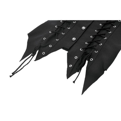 Dark in Love Ruptured Lace-Up Goth Shirt - D-Ring Hardware & Handkerchief Hem