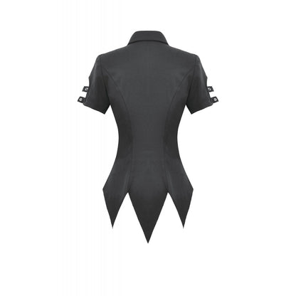 Dark in Love Ruptured Lace-Up Goth Shirt - D-Ring Hardware & Handkerchief Hem