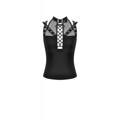 Dark in Love Ruth Mesh Strap Gothic Sleeveless Top Black with mesh detailing on a white background