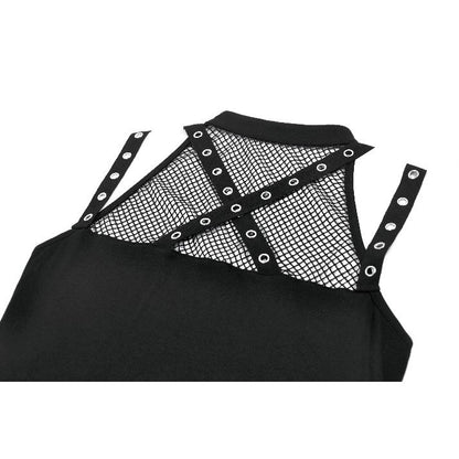 Dark in Love Ruth Mesh Strap Gothic Sleeveless Top closeup of the back collar detail