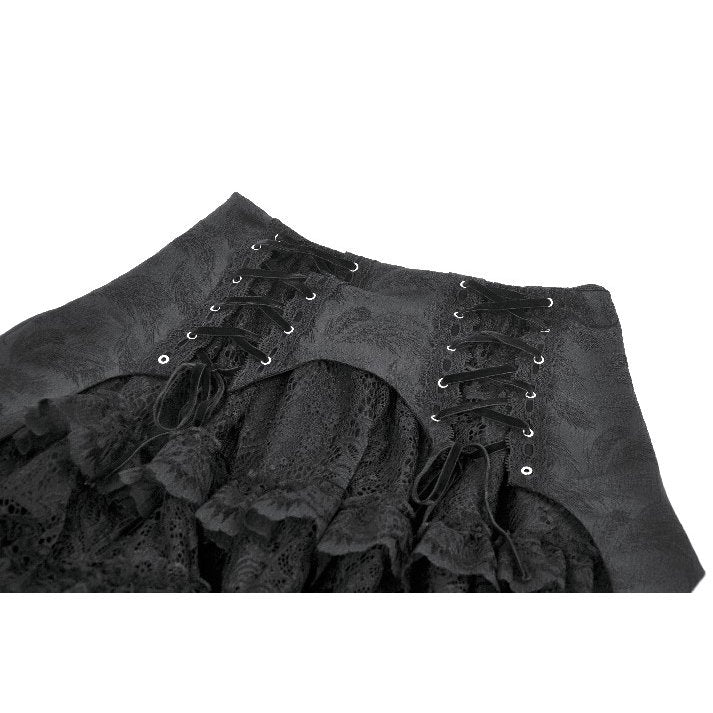 Dark in Love Thornspell Gothic Layered Lace skirt waist band front close up
