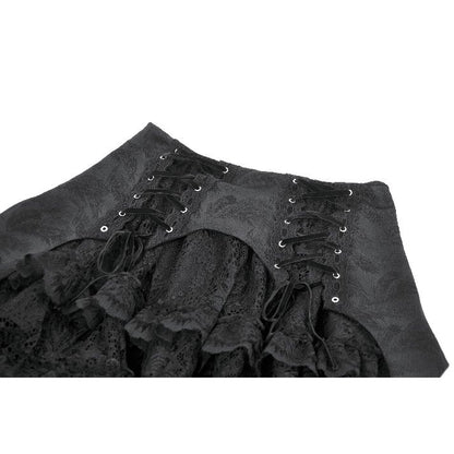Dark in Love Thornspell Gothic Layered Lace skirt waist band front close up
