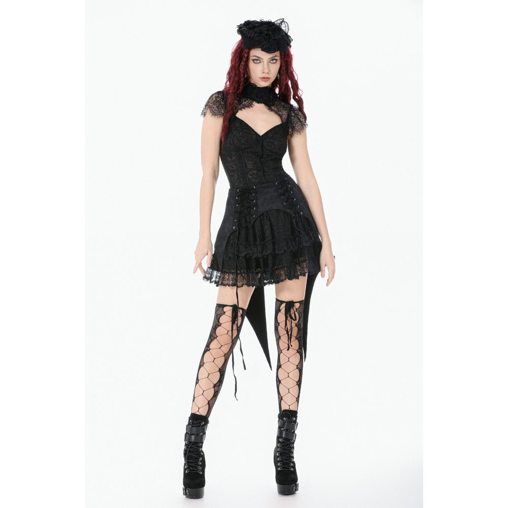 Dark in Love Thornspell Gothic Layered Lace skirt  with coat tails