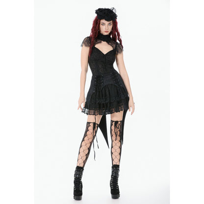 Dark in Love Thornspell Gothic Layered Lace skirt  with coat tails