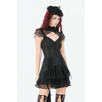 Dark in Love Thornspell Gothic Layered Lace skirt close view