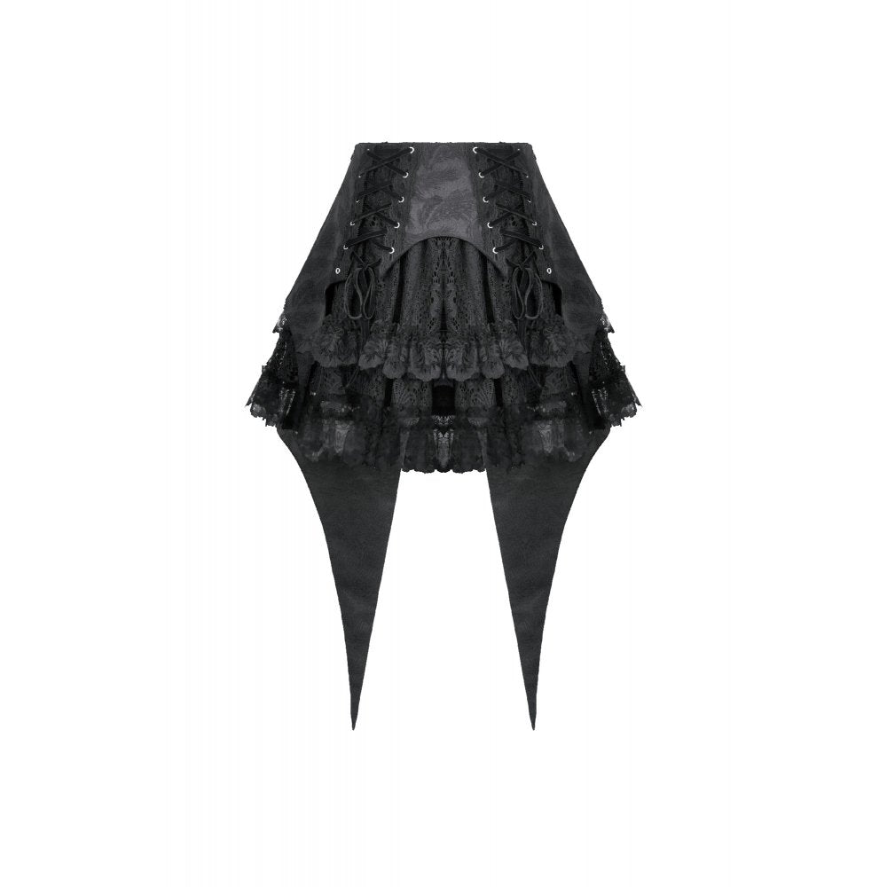 Dark in Love Thornspell Gothic Layered Lace skirt front view