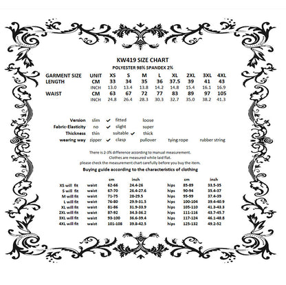 Dark in Love Thornspell Gothic Layered Lace skirt size chart