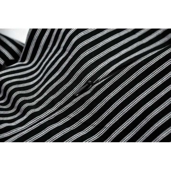 Dark in Love Vintage Striped Ruffle Tier Dress fabric and zip closeup