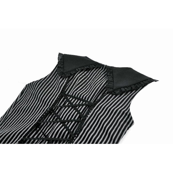 Dark in Love Vintage Striped Ruffle Tier Dress back view closeup